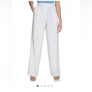 NWT Calvin Klein wide leg white linen pants size 10